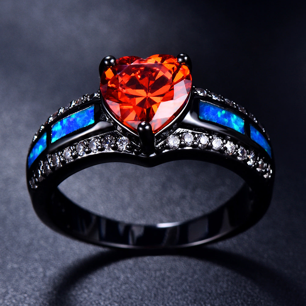 Damen Ring mit herzförmigem Amethyst und funkelnden Zirkonia-Elementen Shop Nory