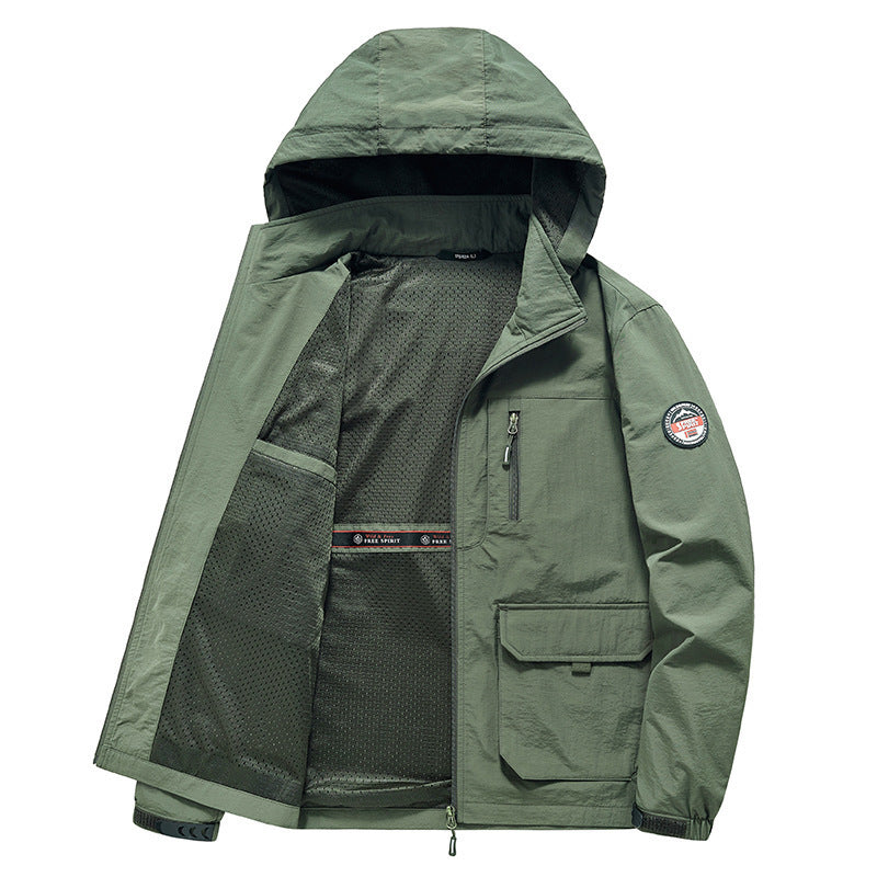 Herren Ultraleichte Kapuzen-Fieldjacke mit Mesh-Innenfutter und Mehrfach-Taschen Shop Nory