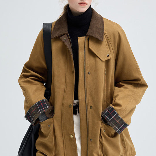 Damen Modische Übergangsjacke aus weichem Material mit Karomuster Shop Nory