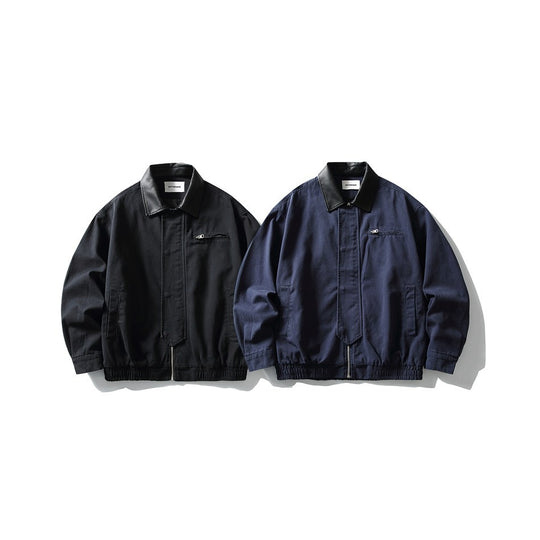 Herren Boxy-Canvas-Blouson mit kontrastierendem Kunstlederkragen und elastischem Saum Shop Nory