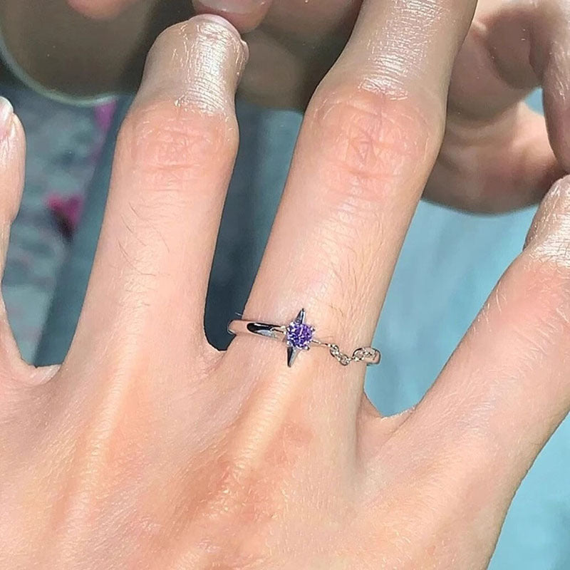 Damen Offener Ring mit beweglichem Anhänger und funkelndem Stein Shop Nory