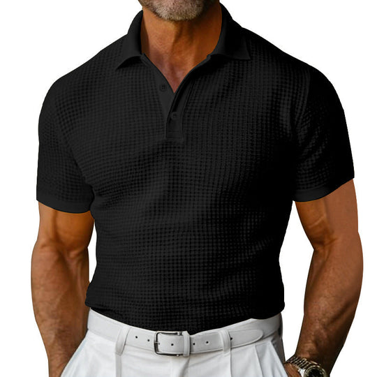 Herren nan strukturiertes Poloshirt mit Waffelpiqué und tailliertem Schnitt