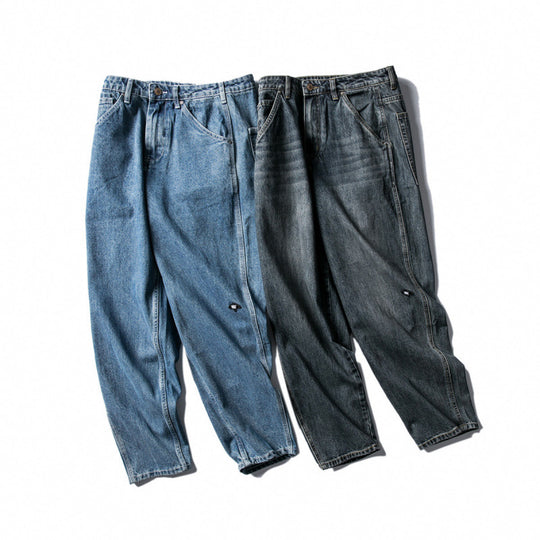 Herren Weite Baggy-Jeans aus robustem Denim mit hoher Bundhöhe und Used‑Waschung Shop Nory