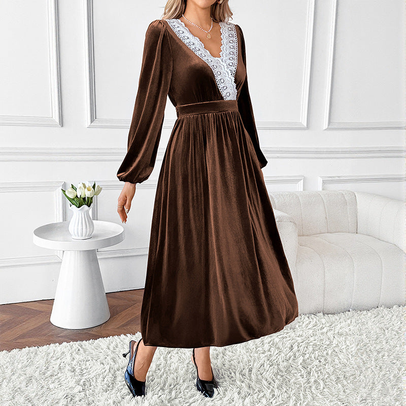 Damen Elegantes Maxikleid mit Spitzenakzenten Shop Nory
