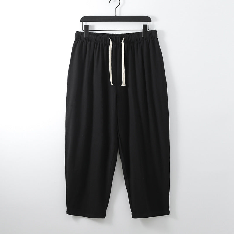 Unisex Leichte Baumwoll-Leinen Freizeithose mit elastischem Bund und Tunnelzug Shop Nory