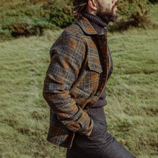 Herren Wollmix-Tweed-Hemdenjacke mit aufgesetzten Brusttaschen Shop Nory