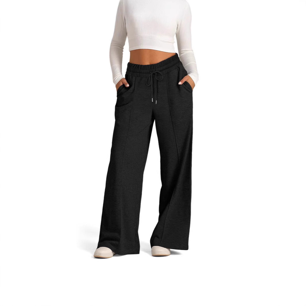 Damen nan weite High‑Waist Palazzo-Loungehose mit elastischem Komfortbund und Kordelzug Shop Nory