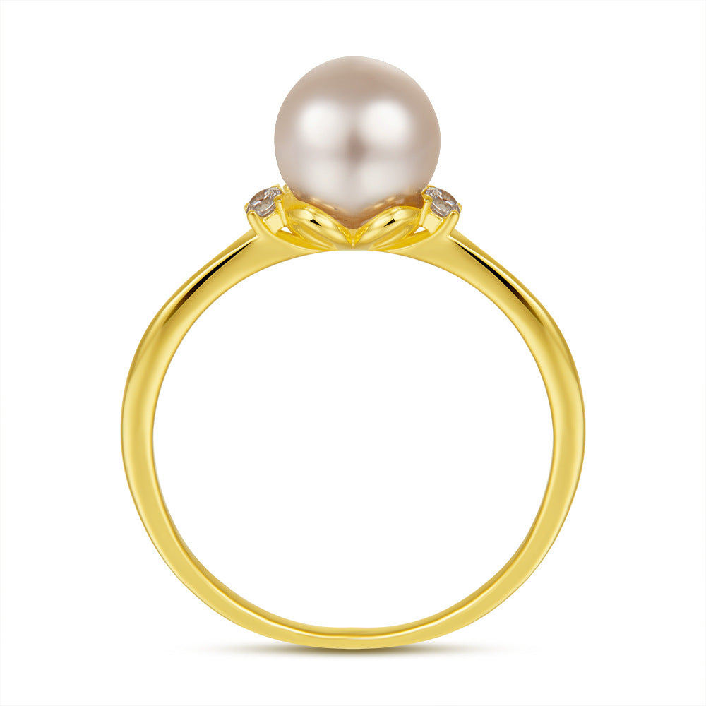 Damenring mit einer Perle und funkelnden Zirkonia Shop Nory