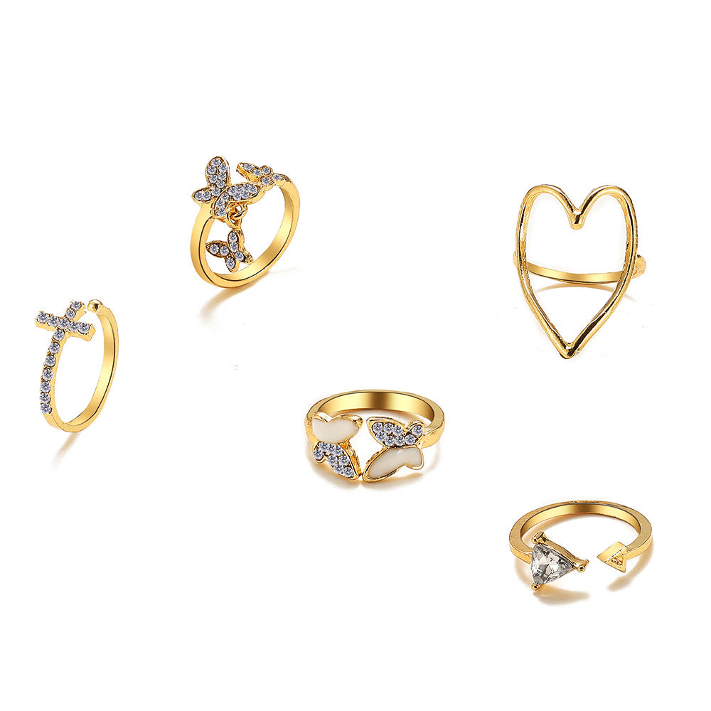 Damen Ring-Set mit funkelnden Stern- und Mondmotiven Shop Nory