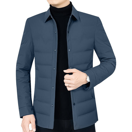 Herren Ultraleichte gesteppte Hemdjacke mit Hemdkragen und Druckknopfleiste Shop Nory