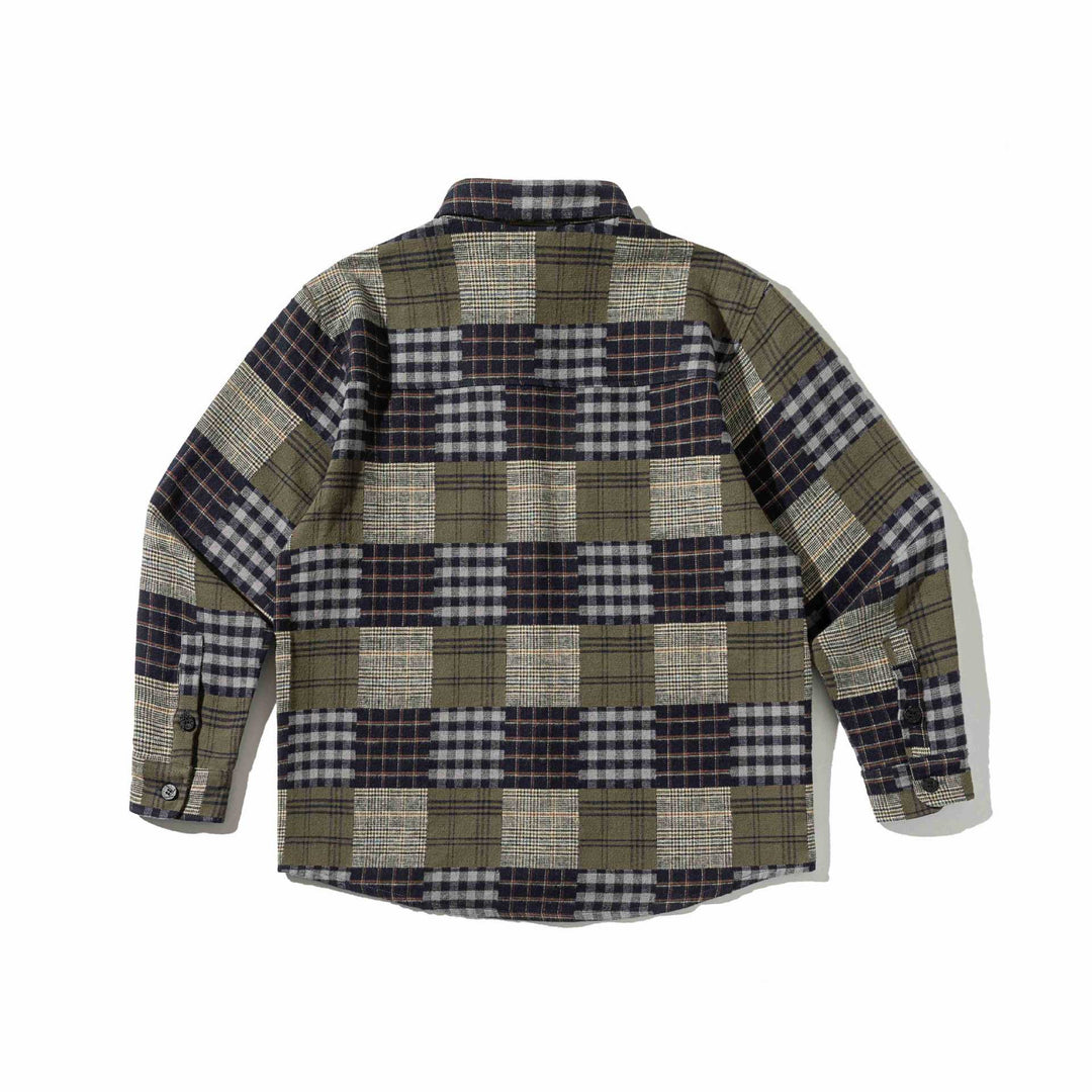 Herren Karierter Patchwork-Flanell-Overshirt mit Brusttasche Shop Nory