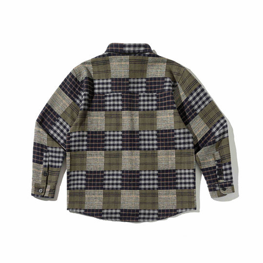 Herren Karierter Patchwork-Flanell-Overshirt mit Brusttasche Shop Nory