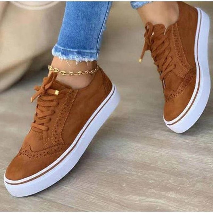 Damen modische Sneakers aus echtem Wildleder mit Detail-Briefing Shopnory