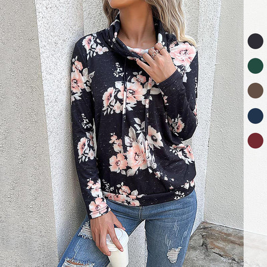 Damen Schlauchkragen-Sweatshirt mit floralem Alloverprint und Kordelzug Shop Nory