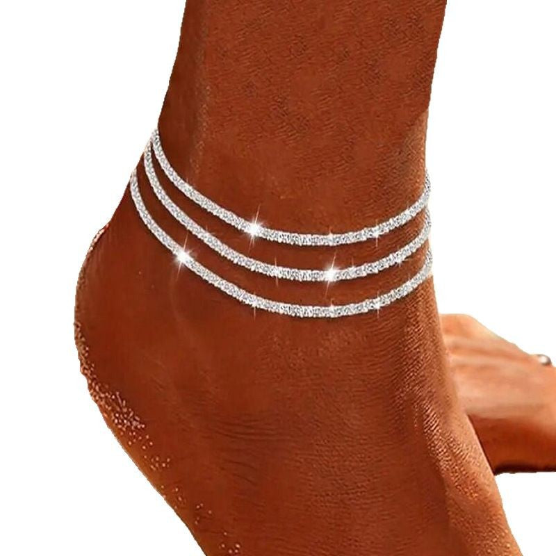 Damen Fußkettchen Set mit funkelnden Kristallen und elegantem Design Shop Nory