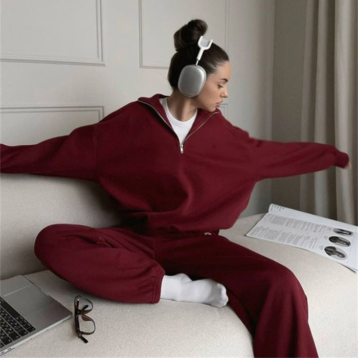 Damen Zweiteiliges Sweatset mit Stehkragen-Halbzip und Relaxed-Oversize-Schnitt Shop Nory