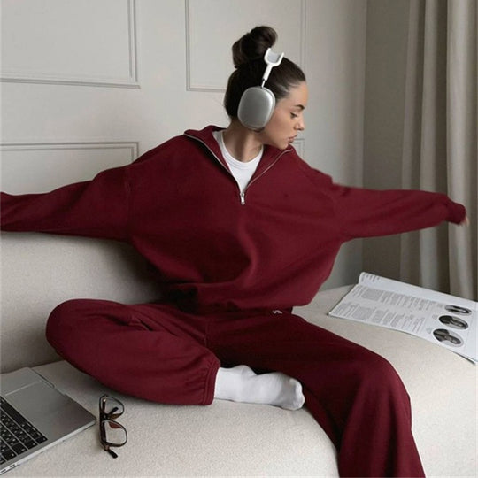 Damen Zweiteiliges Sweatset mit Stehkragen-Halbzip und Relaxed-Oversize-Schnitt Shop Nory