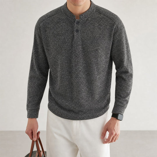 Herren Langarm Waffelstrick-Henley-Pullover mit Knopfleiste Shop Nory