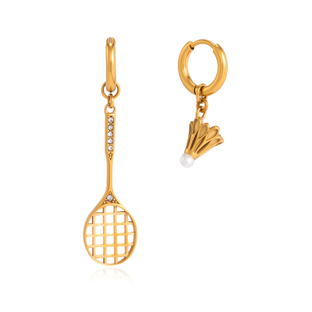 Damen Ohrhänger im sportlichen Badminton-Design mit luxuriös funkelnden Zirkonia Elemente Shop Nory