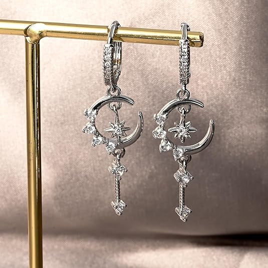 Damen Ohrhänger mit Mond- und Sternenmotiv Shop Nory