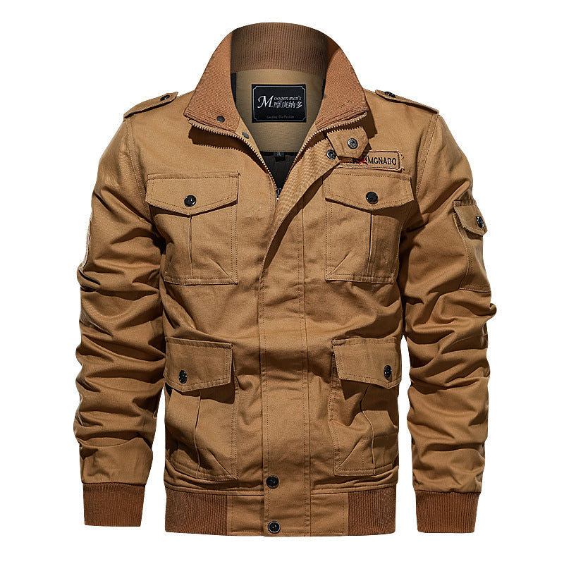 Herren Robust geschnittene Canvas-Fieldjacke mit Epauletten, Mehrfachtaschen und geripptem Abschluss Shop Nory