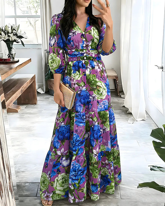 Damen Maxikleid mit Wickeloptik, V-Ausschnitt und geraffter Taillenpartie Shop Nory