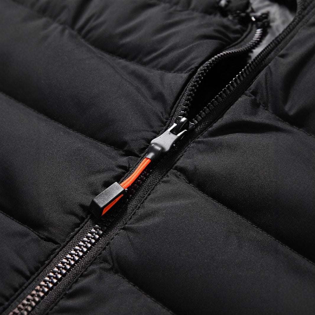 Herren Ärmellose Thermo-Utility‑Weste mit gesteppter Chevron‑Struktur, Kapuze und Zwei‑Wege‑Reißverschluss Shop Nory