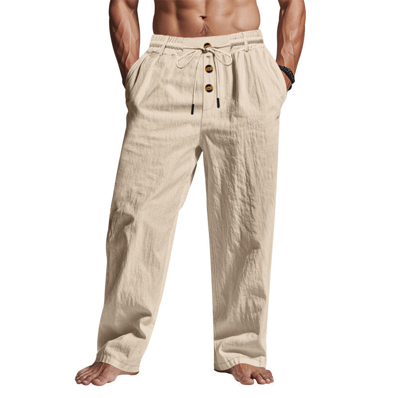 Herren lässige Freizeithose mit verstellbarem Kordelzug und praktischen Seitentaschen