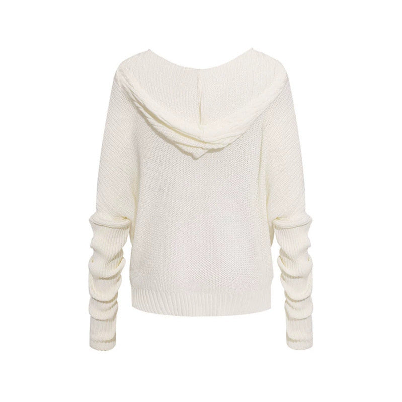 Damen figurnahe Zopfmuster-Strickjacke mit durchgehendem Reißverschluss und weitem V-Ausschnitt Shop Nory