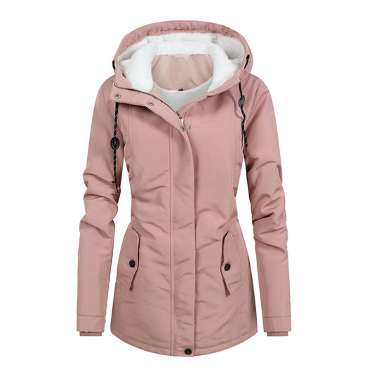 Damen Wasserabweisender Parka mit Teddyfutter, Kapuze und tailliertem Schnitt Shop Nory