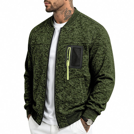 Herren Strick-Bomberjacke mit funktionaler Brusttasche und Reißverschluss Shop Nory