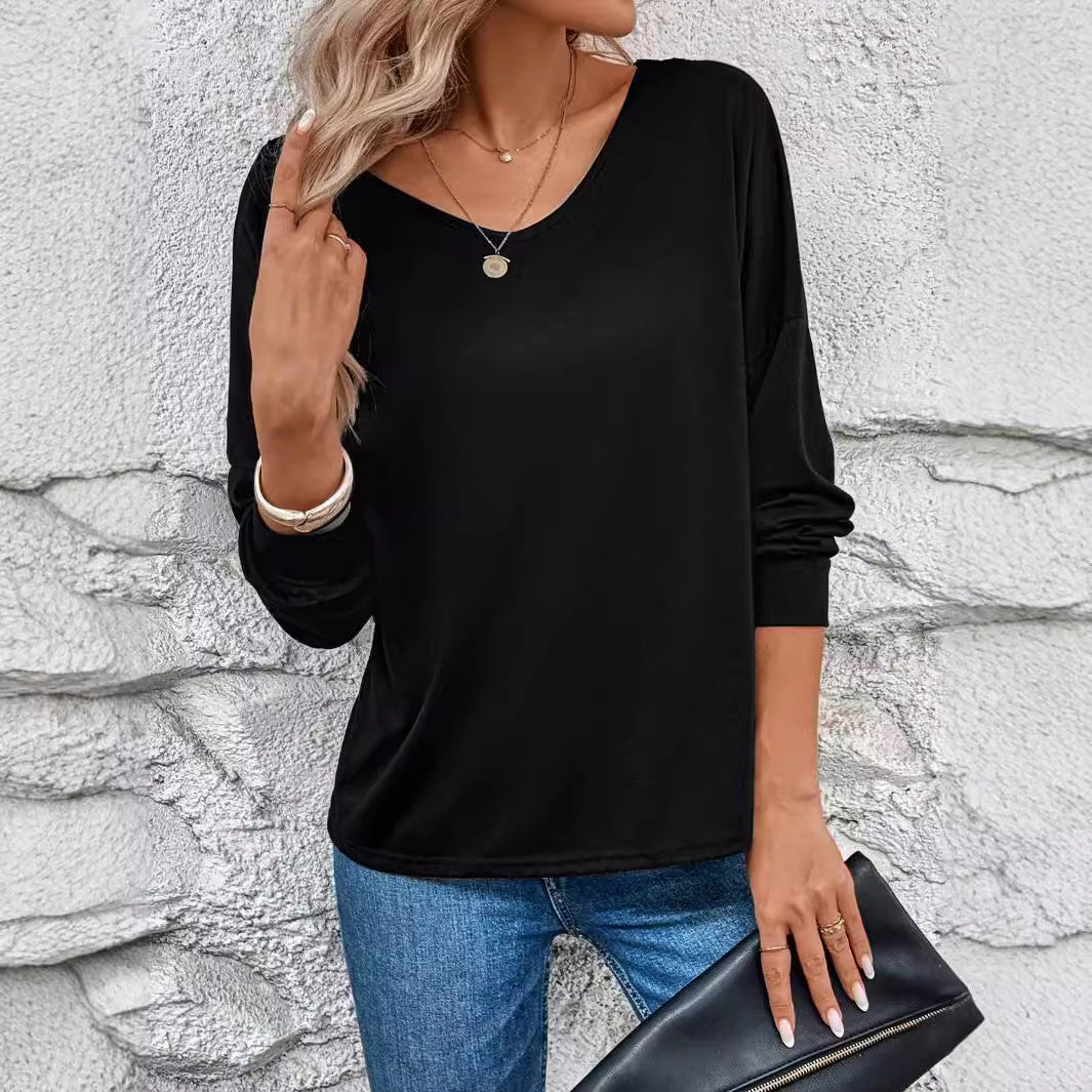 Damen Langarm T-Shirt mit dekorativem Häkelrücken