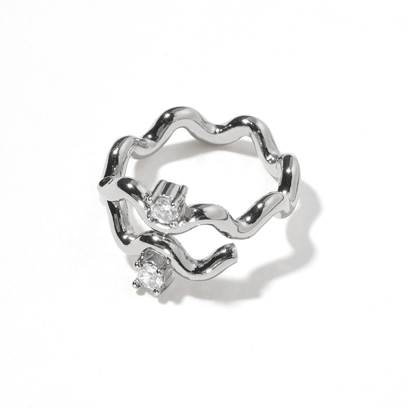 Damen Wellenring mit funkelnden Zirkonia Shop Nory