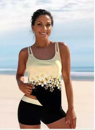 Damen Sportliches Tankini-Set mit bequemem Shorts und verstellbaren Trägern Shopnory