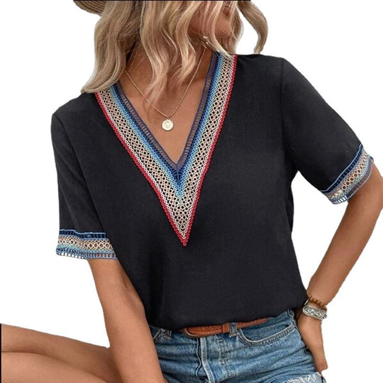 Damen modisches T-Shirt mit dekorativen Spitzen