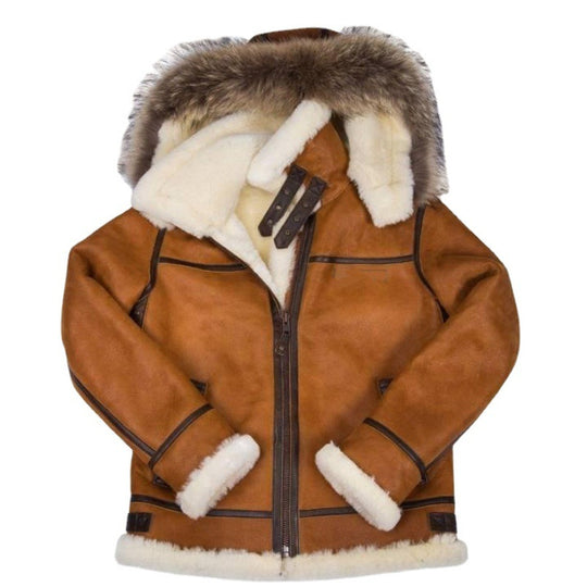 Damen Wildlederoptik Fliegerjacke mit Kunstfellkapuze und Schnallen Shop Nory