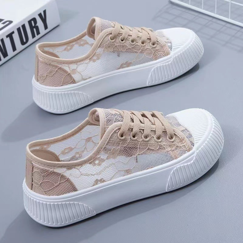 Damen Sneakers mit eleganter Spitzenoptik und komfortabler Polsterung