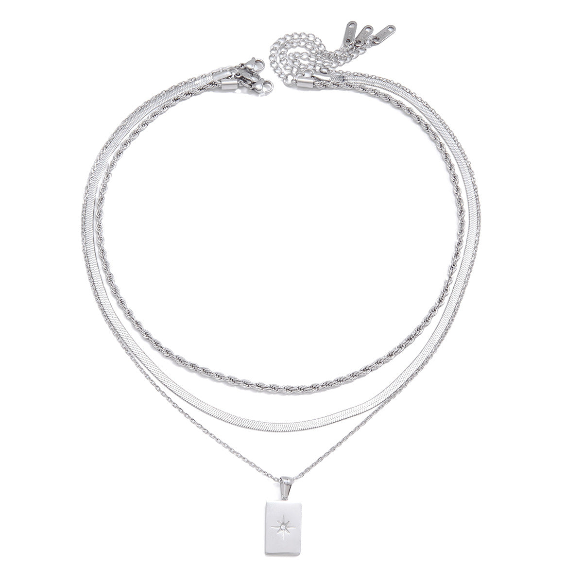 Damen mehrlagige Halskette mit filigranem Anhänger und robustem Edelstahl Shop Nory