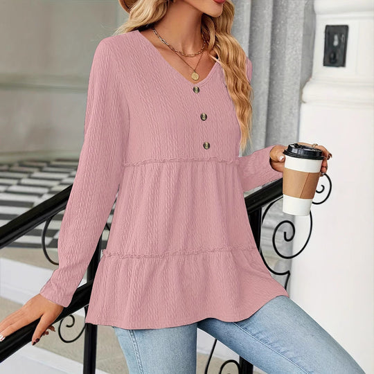 Damen Ärmelloses V-Ausschnitt Shirt mit Knopfdetails und voluminösem Saum
