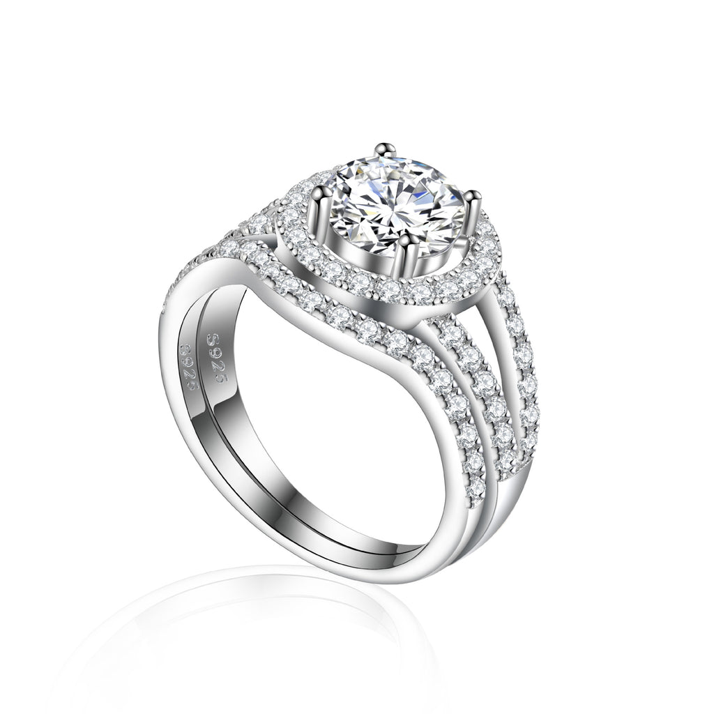 Damen Verlobungsring mit funkelndem Solitär und filigraner Zirkonia-Fassung Shop Nory