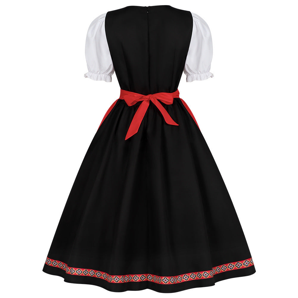 Damen nan traditionelles Dirndlkleid mit besticktem Mieder, Puffärmeln und Schürze Shop Nory
