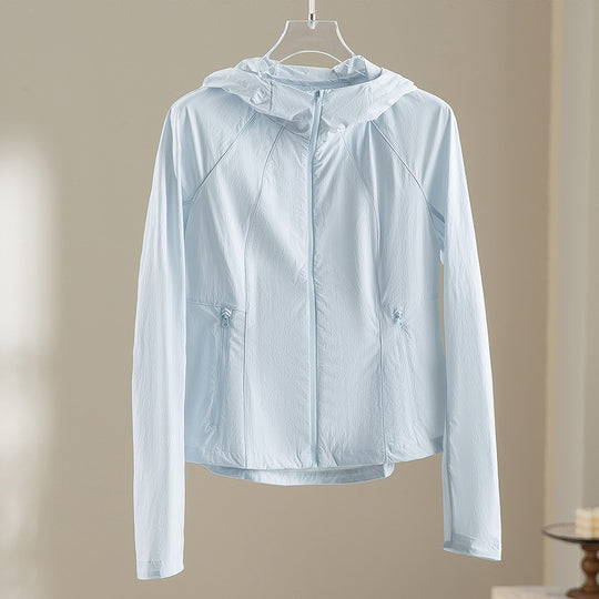 Damen Ultraleichte atmungsaktive Kapuzenjacke mit Raglanärmeln und Reißverschlusstaschen Shop Nory