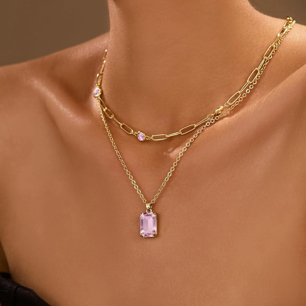 Damen Halskette mit doppeltem Layer-Design und elegantem Anhänger Shop Nory