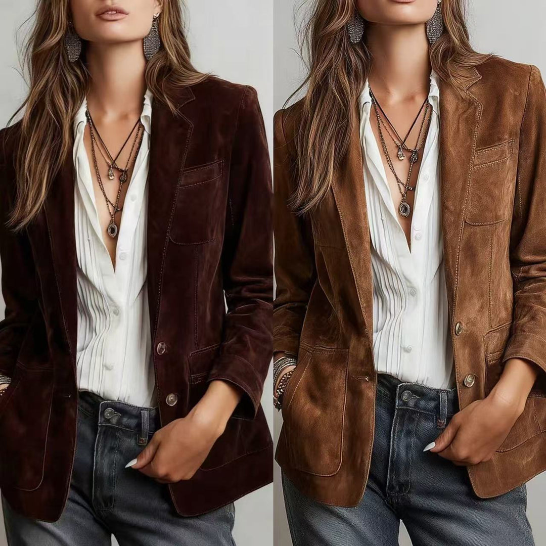 Damen Wildlederblazer im Tailoring-Stil mit aufgesetzten Taschen Shop Nory