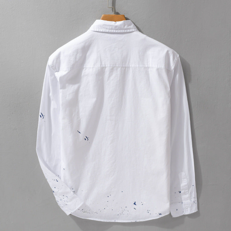 Herren Hemd mit künstlerischem Paint-Splatter und klassischem Kentkragen Shop Nory