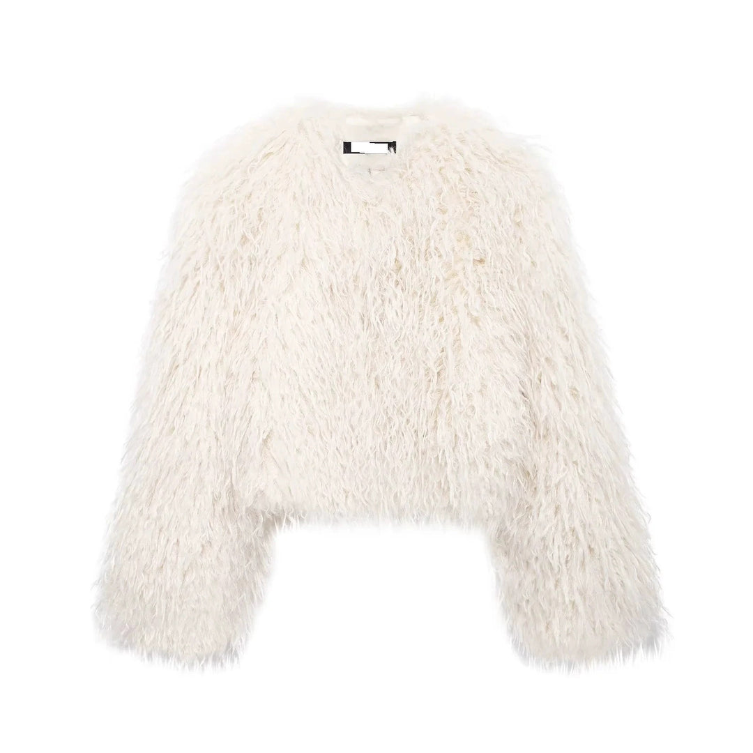 Damen Kurzgeschnittene Bolerojacke aus langfaserigem Kunstpelz mit Shaggy‑Textur Shop Nory