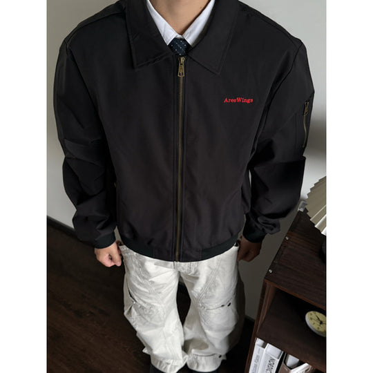 Herren Leichte Bomberjacke mit Hemdkragen, Ärmeltasche und elastischem Saum Shop Nory