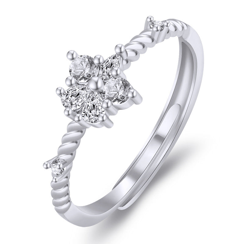 Damen Funkelnder Ring mit floralen Kristall-Elementen Shop Nory