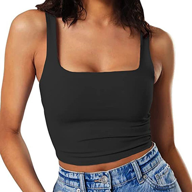 Damen Crop-Top mit quadratischem Ausschnitt und schmalem Schnitt
