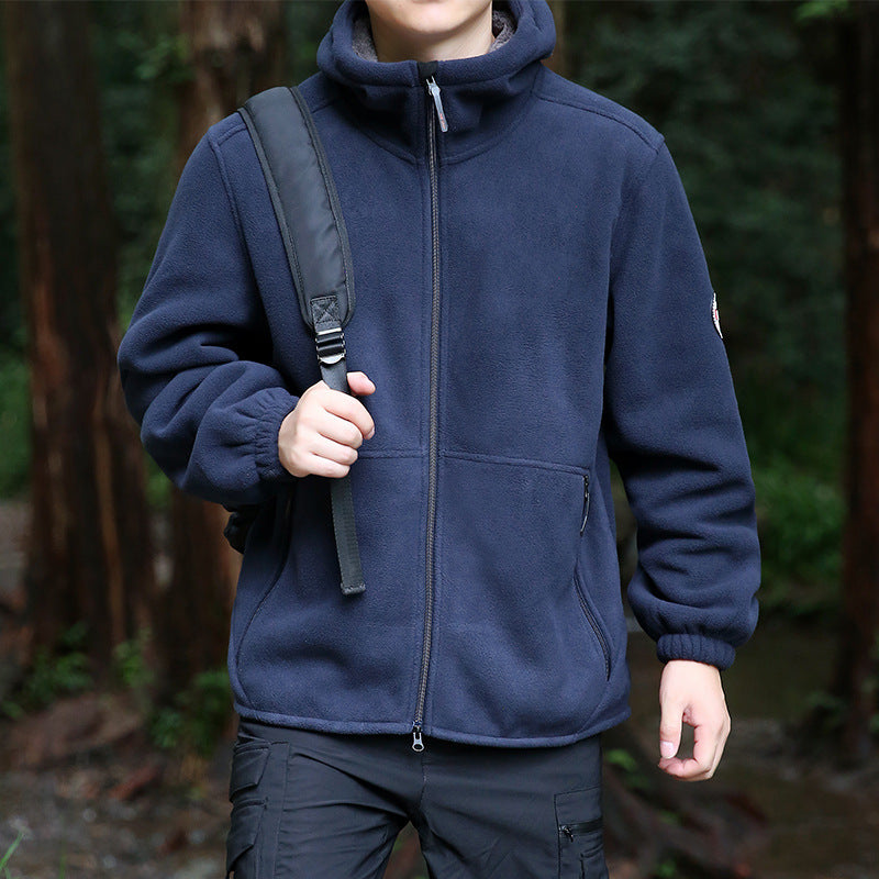 Herren Fleece-Kapuzenjacke für Outdoor mit Thermo-Futter, windabweisender Oberfläche und Reißverschlusstaschen Shop Nory